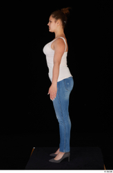 Whole Body Woman White Casual Jeans Average Standing Top Studio photo references